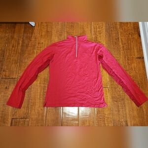 Red Ladies Quarter Zip Riding Shirt, Wellington Collection, Large